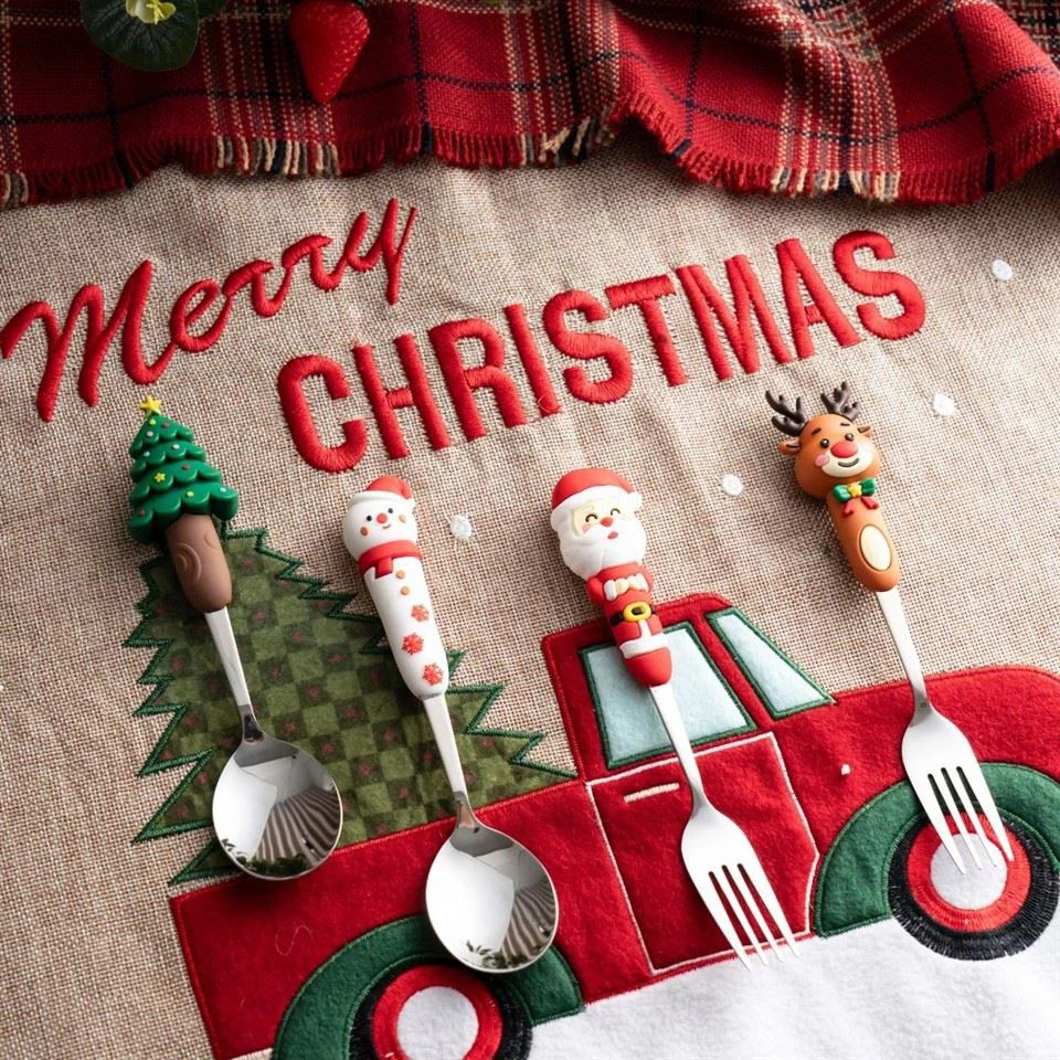 Christmas Spoon Stainless Steel Flatware Set 4 Pack