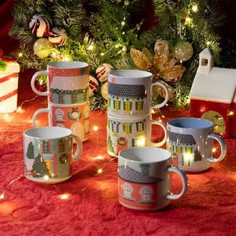 Weihnachts-Schneekugel-Becher|12oz Hand-Illustriertes Porzellan